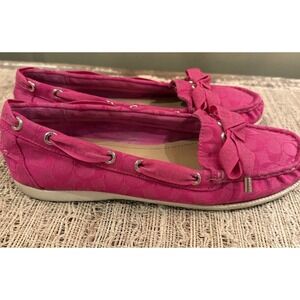 Coach Carisa Q1741 Women's Hot Pink Boat Shoe Slip On Bow Loafers 9B